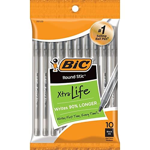 BIC 丸型 スティック 長寿命 ボールペン ミディアムポイント 10 Count