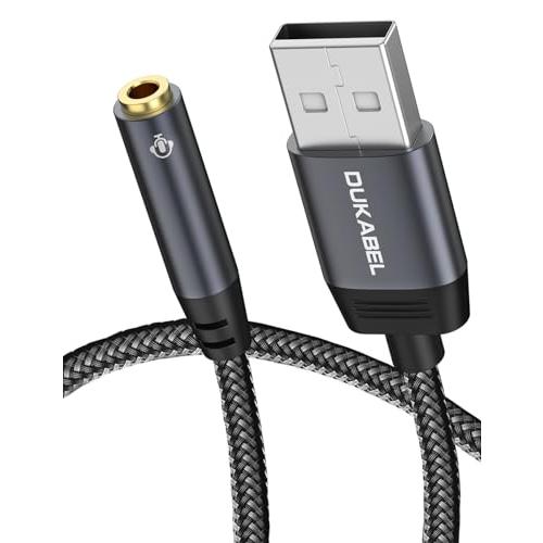 DuKabel 30CM USBイヤホンジャック変換ケーブル USBポート-4極（TRRS）オーディ...