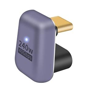 Poyiccot USB Type C 変換 アダプタU字、 180° USB C U字型アダプタ【240W/40Gbps/ 8K@60Hz】USB Type C オスメス 延長コネクタ、高速充電データUSB