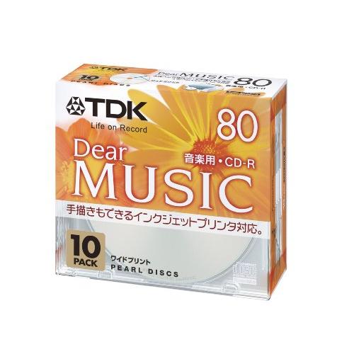 TDK 音楽用CD-R 80分 インクジェットプリンタ対応(パールカラー・ワイド印刷仕様) 10枚パ...