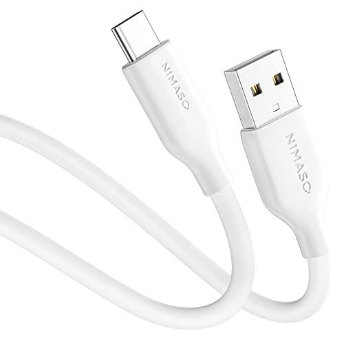 NIMASO USB-A &amp; USB-C ケーブル 絡まないケーブル シリコン素材採用 USB Ty...