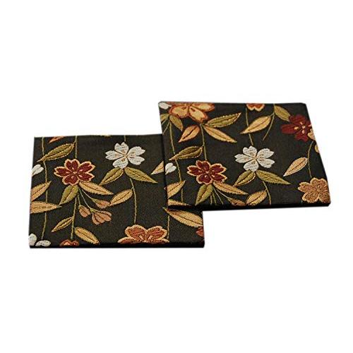 和風 金襴織着物コースター 2枚セット (桜 さくら）