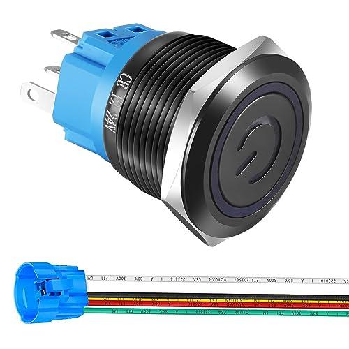 Kiligent 22mm ステンレススチール ラッチングプッシュボタンスイッチ 12V-24V/5...