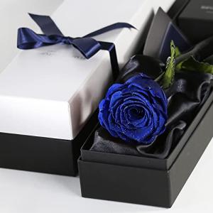 Makefuture Diamond Rose プリザーブドフラワー 花 バラ 化粧箱入り 1輪 (エクセレントブルー, オプションなし)｜mlp-store