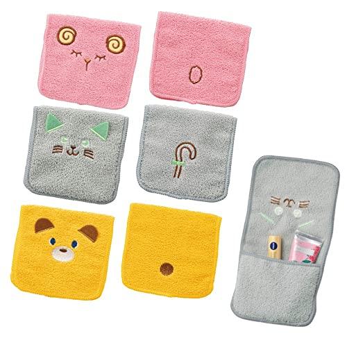 ANIMAL TOWEL 【3枚セット販売】アニマルポケットハンカチタオル 小物ポーチとしても使える...