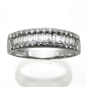 天然 ダイヤモンド 1.06ct プリンセスカット 一文字 定番 リング 指輪