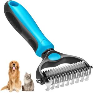 ペットグルーミングブラシ、犬 ブラシ 猫 ブラシ犬と猫用の両面シェディングとデマットアンダーコートレーキコーム、マットともつれを取り除くための犬