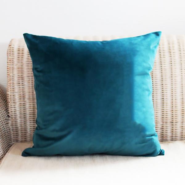 送料無料 ピーコックグリーン ベロア 45cm クッションカバー 緑色