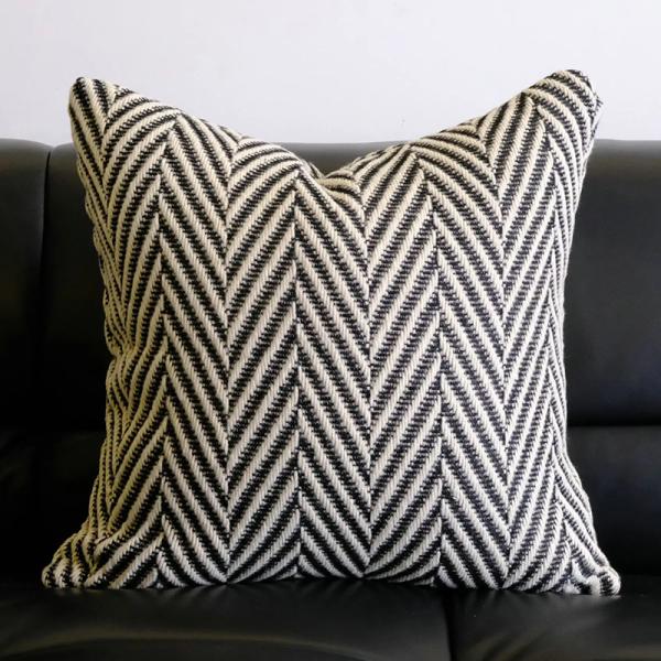 送料無料 ニット編み モノトーン クッションカバー 白黒 シンプル 50×50cm