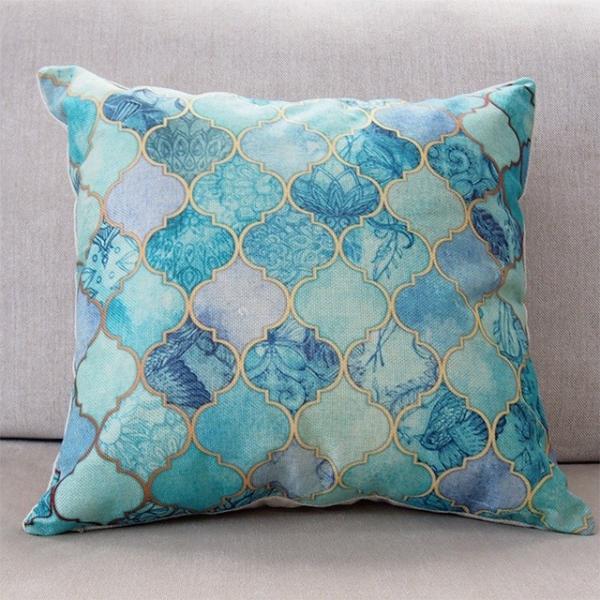 送料無料 クッションカバー モロッカン ライトブルー 青 水色 海 ハワイアン 北欧 45cm ギフ...
