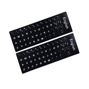 YFFSFDC キーボードステッカー 英語 キーボードシール２枚ルブラック(白文字