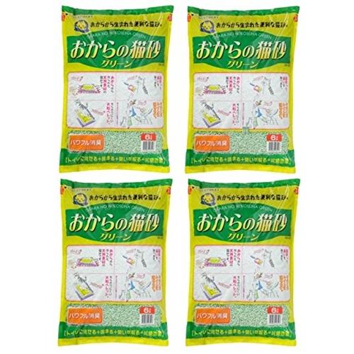 常陸化工 おからの猫砂グリーン6L×4個 (ケース販売)