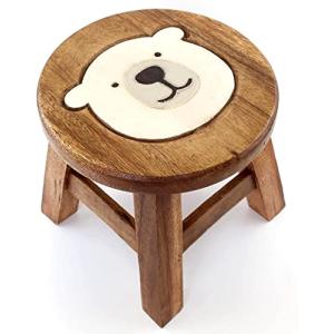 木製 イス 椅子 ナチュラル雑貨 ラウンドスツール ハワイアン 雑貨 (シロクマ)｜mmp-shop