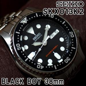 セイコー 海外モデル 逆輸入 ダイバーズ ブラックボーイ 38mm SEIKO 腕時計 メンズ ブラック文字盤 ステンレスベルト SKX013K2 サイズ調整無料