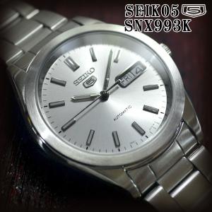 セイコー5 海外モデル 逆輸入 SEIKO5 腕時計 メンズ シルバー文字盤 ステンレスベルト SNX993K サイズ調整無料｜mmr2