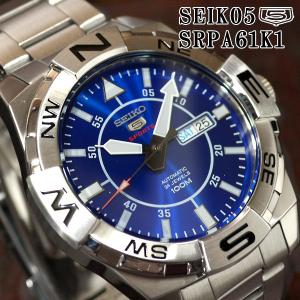 セイコー5 スポーツ アウトドア 海外モデル 逆輸入 自動巻き SEIKO5 腕時計 メンズ ブルー文字盤 ステンレスベルト SRPA61K1 サイズ調整無料｜mmr2