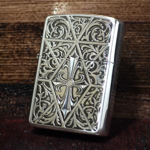 ジッポー ZIPPO アーマー ライター クラシック アラベスク クロス シルバー 2ZT-162VCR｜mmr2