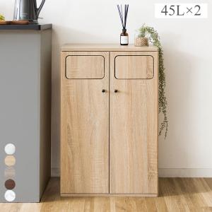 ゴミ箱 45リットル 45l 2分別 分別 ダストボックス スリム 木製 木目調
