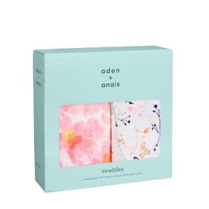 おくるみ ガーゼ ベビー 日本正規品 aden + anais おくるみ 2枚 セット petal blooms モスリンコットン 100%｜moaa-2-store