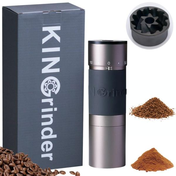 KINGrinder K4 手挽きコーヒーミル。外部調整ダイヤル、240段階粒度調整、均一性に優れる...