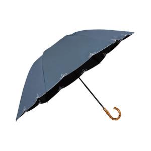 Wpc. 日傘 UVO（ウーボ）3段折 刺繍スカラップ mini ブルーグレー 折りたたみ傘 55cm レディース 晴雨兼用 遮光 UVカッ｜moaa-2-store