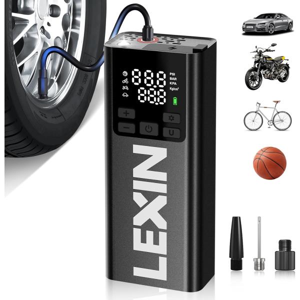 LEXIN 自転車 空気入れ 空気入れ 電動 5000mAh 空気入れ自転車 最大150PSI圧力 ...