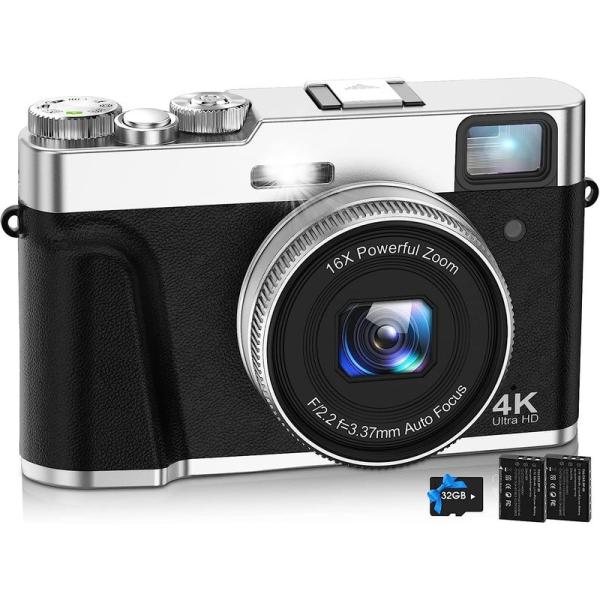 NEZINI 4K デジタルカメラ オートフォーカス 4800万画素 Vlogカメラ 手振れ補正 光...