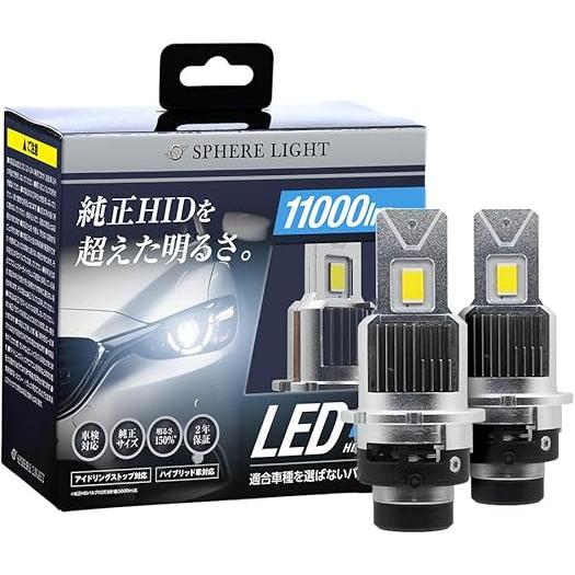 純正HID用 LED ヘッドライト D2S 6000K ホワイト 11000lm 12V プロジェク...