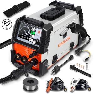 半自動溶接機 EIANLON 多機能溶接機 140A 100V/200V兼用 1台3役 ノンガスMIG?被覆アーク?LIFT TIGに対応 液晶表示 インバーター直流溶接機 小型 MIG-140