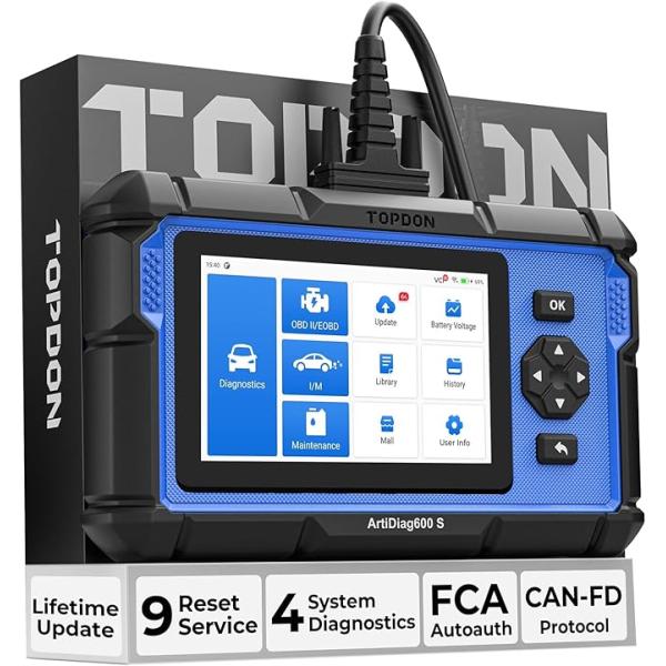 TOPDON AD600S OBD2 診断機 ABS/SRS/AT/エンジン用故障診断機 9つのリセ...
