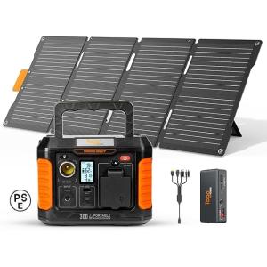 ポータブル電源 ソーラーパネル セット 小型 静音 177Wh/300W 純正弦波 AC100V 5...