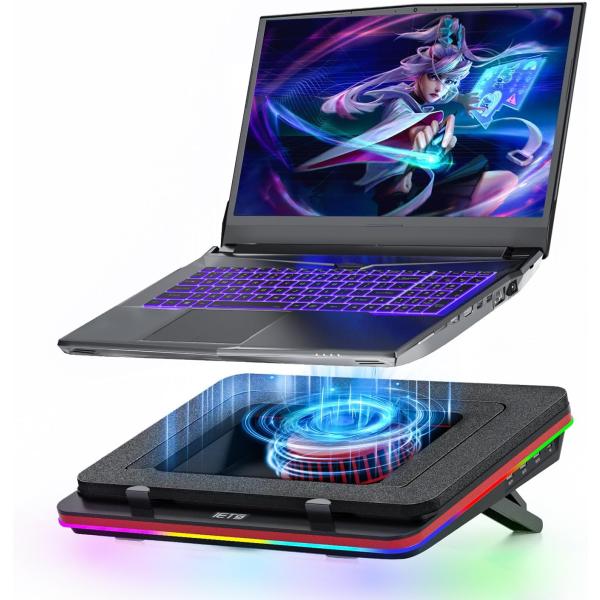 GT500 ノートパソコン冷却パッド パワフルターボファン 5000 RPM 付きの冷却ファン 冷却...