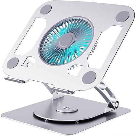 ノートPC冷却スタンド 大風量冷却ファン搭載 360°回転 16インチノートPC対応 角度高さ無段階...