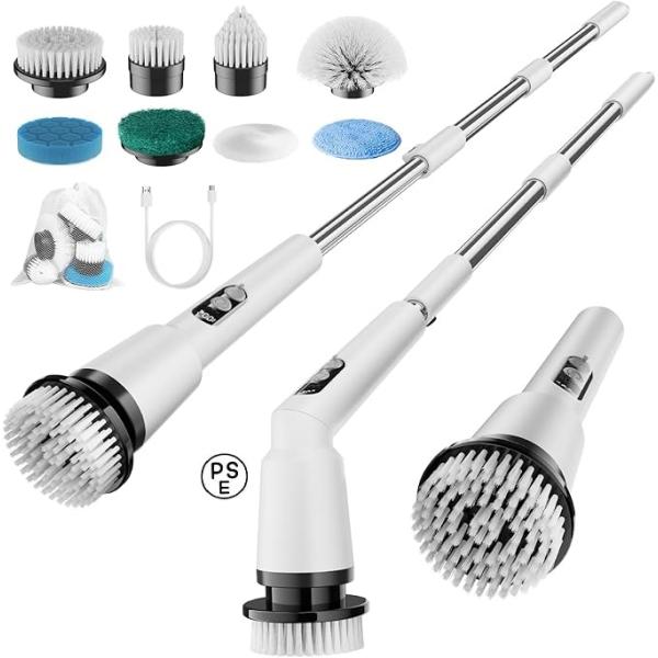 バスポリッシャー 電動 お風呂掃除 ブラシ 8つ切替ブラシ付き LEDディスプレイ 電量表示 ３段階...