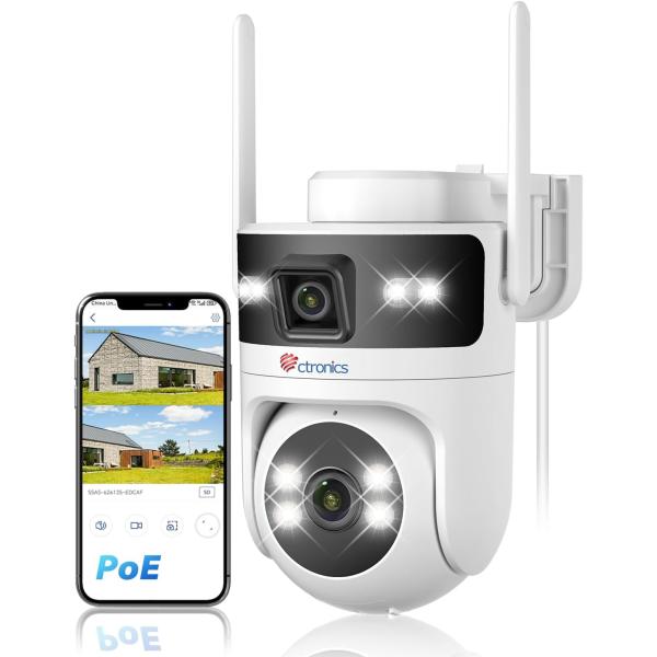 防犯カメラ 屋外 900C-DL デュアルレンズ 360°全方位監視 PoE対応 2.4/5GHz ...