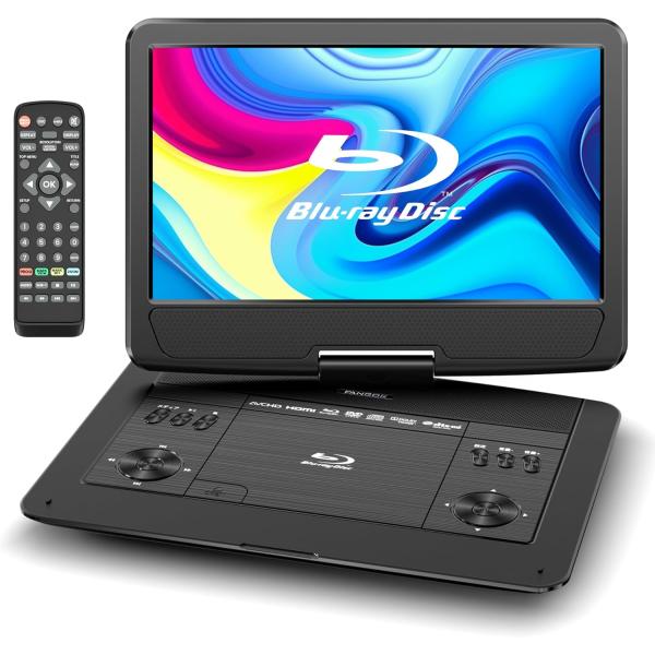 ポータブルブルーレイプレーヤー 16.3型 HDMI出力対応 高精細14インチ270度回転TFT液晶...