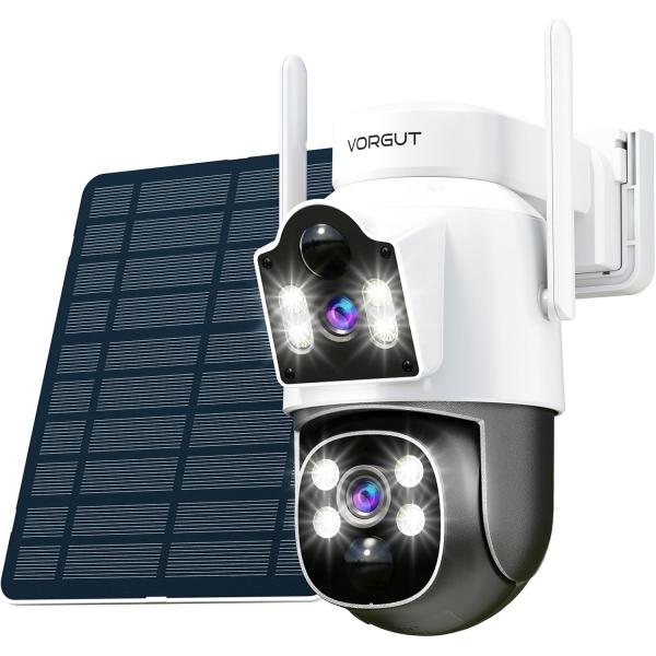 防犯カメラ 屋外 ソーラー 自動追尾 デュアルレンズ 2.4G&amp;5Gwifi対応 監視カメラ 屋外 ...