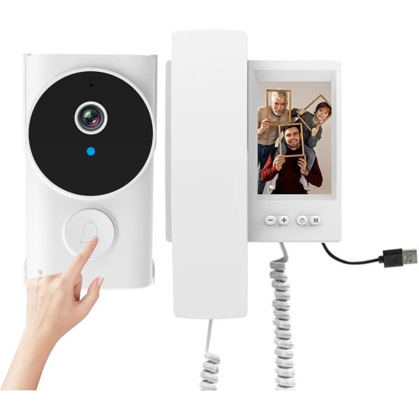 インターホン カメラ付き 工事不要 ワイヤレス 双方向通話/自動録画/暗視 テレビドアホン 2.4G...