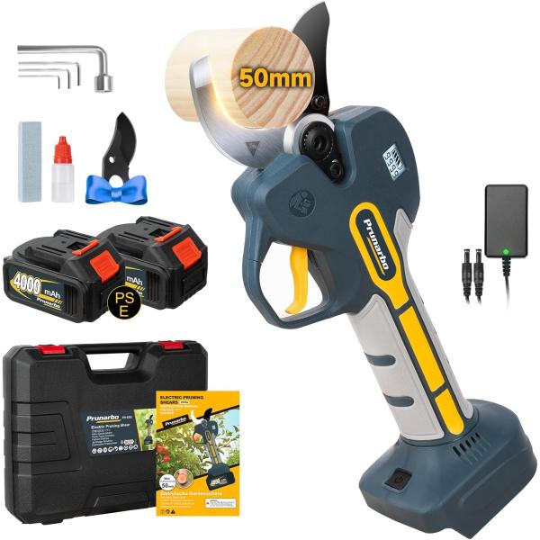 50mm切断径 電動剪定バサミ マキタ互換 4000mAh大容量バッテリー2個付き 5cm 電動ハサ...