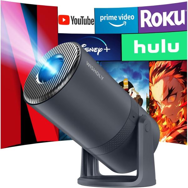 プロジェクター 家庭用 Android TV搭載・270°回転 プロジェクター 小型 21000LM...