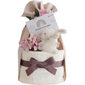 おむつケーキ 出産祝い くすみカラー オーガニック 日本製 女の子 ベビーギフト 100日 誕生日 ...