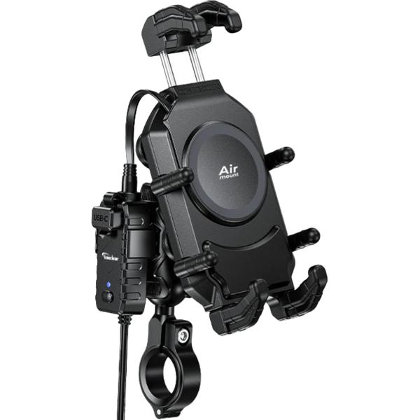 バイク スマホホルダー 充電 携帯ホルダー 振動吸収 Airマウント 一体型 QI ワイヤレス充電 ...