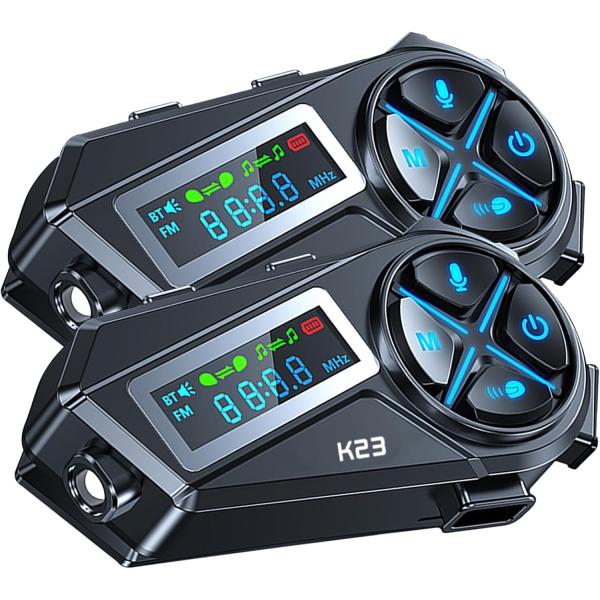 バイクインカム OLEDディスプレイ搭載 イヤホン インカム 3人接続2人同時通話 通話距離1000...