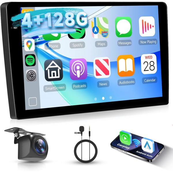 4G+128G Androidカーステレオ 10インチ 2DIN -IPSタッチスクリーンステレオ、...