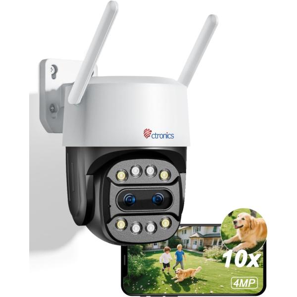 2眼式 AI人物自動追尾ズーム 防犯カメラ 屋外 ワイヤレス 10倍ハイブリッドズーム 5GWi-F...