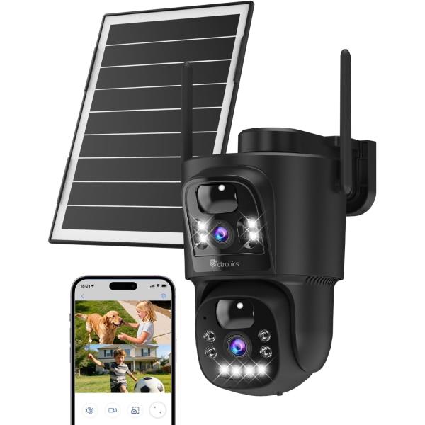 5GWiFi 防犯カメラ 屋外 ソーラー 8W高効率ソーラーパネルと10400mAh大容量バッテリー...