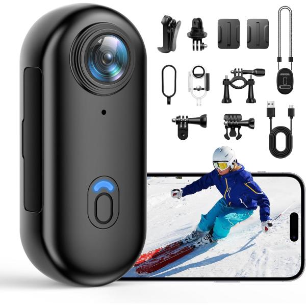 4K画質 アクションカメラ 広角小型Vlogビデオカメラ ウェアラブルカメラ WiFi スマホ連携 ...