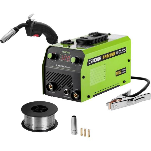 半自動溶接機 MIG120S 最大出力120A ノンガスMIG溶接 液晶表示 インバーター搭載 スパ...