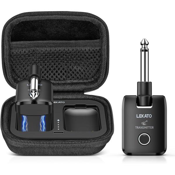 ワイヤレスギターシステム 充電ボックス付き 2.4GHz 充電式オーディオワイヤレスギター送信機受信...