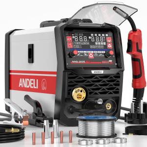 半自動溶接機 アルミ溶接可能 100V/200V兼用 205AMP MIG/手棒溶接/LIFT TIG溶接/スプールガン溶接 ガス&ノンガス半自動溶接 6 in 1多機能MIG溶接機